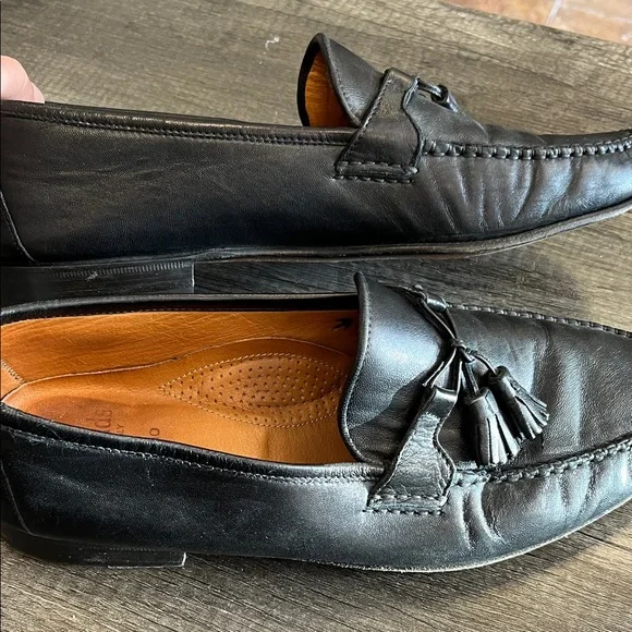 Black Leather Tassel Loafers - Picture 3 of 5